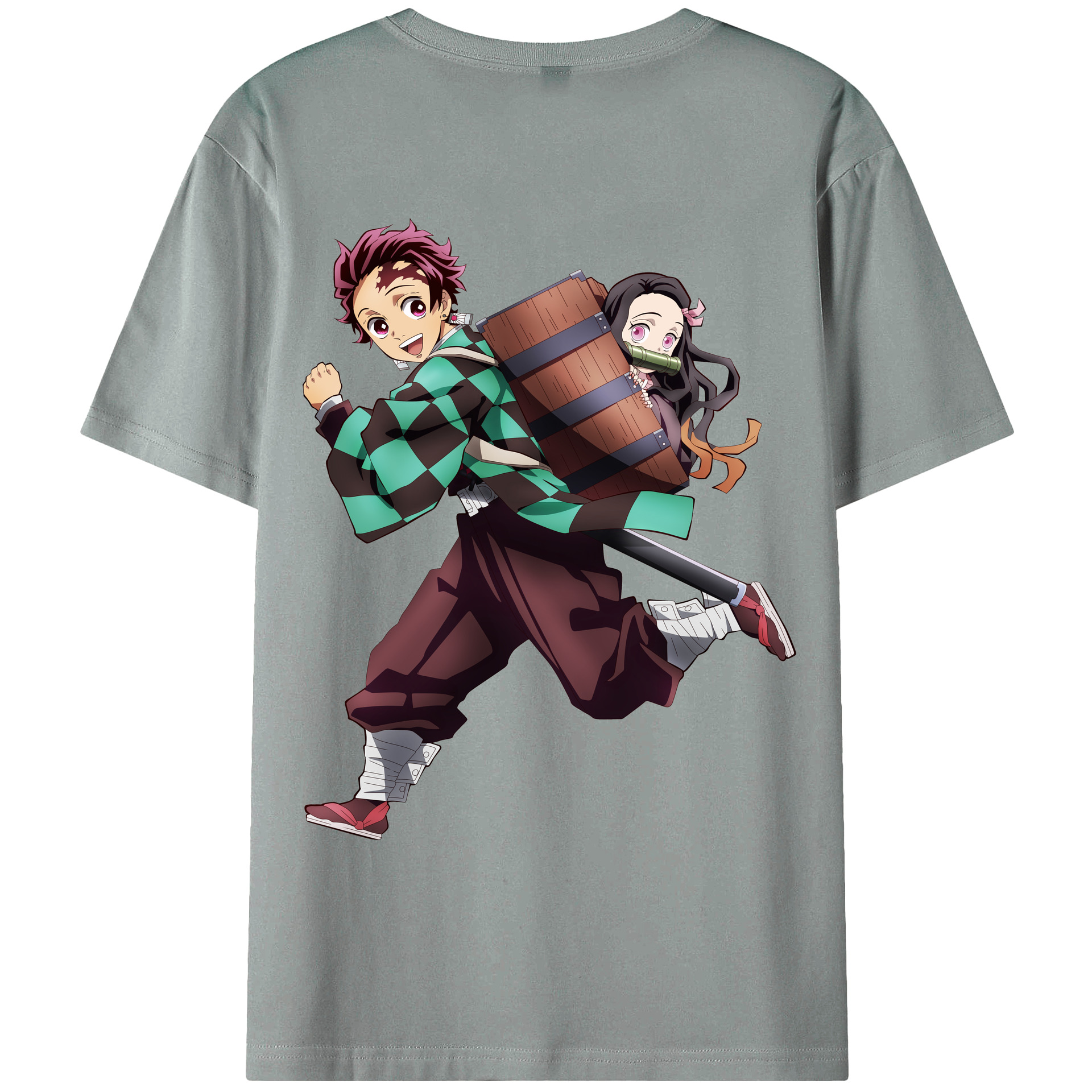 （画像用） 鬼滅の刃 竈門 炭治郎／かまど たんじろう Kamado Tanjirou 綿100％ メンズ半袖Tシャツ（バックプリント） 通気性